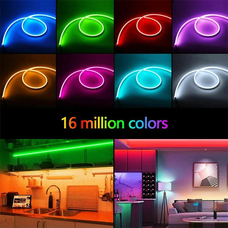 Bande lumineuse néon USB intelligente, bande LED néon 5V RGB avec télécommande et contrôle par application
