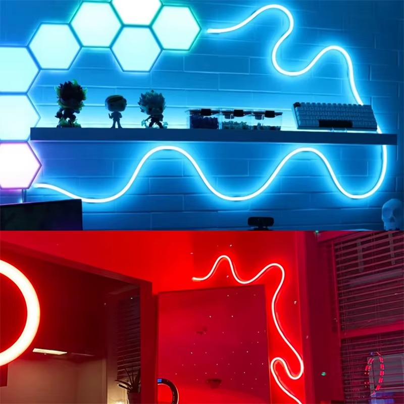 Bande lumineuse néon USB intelligente, bande LED néon 5V RGB avec télécommande et contrôle par application